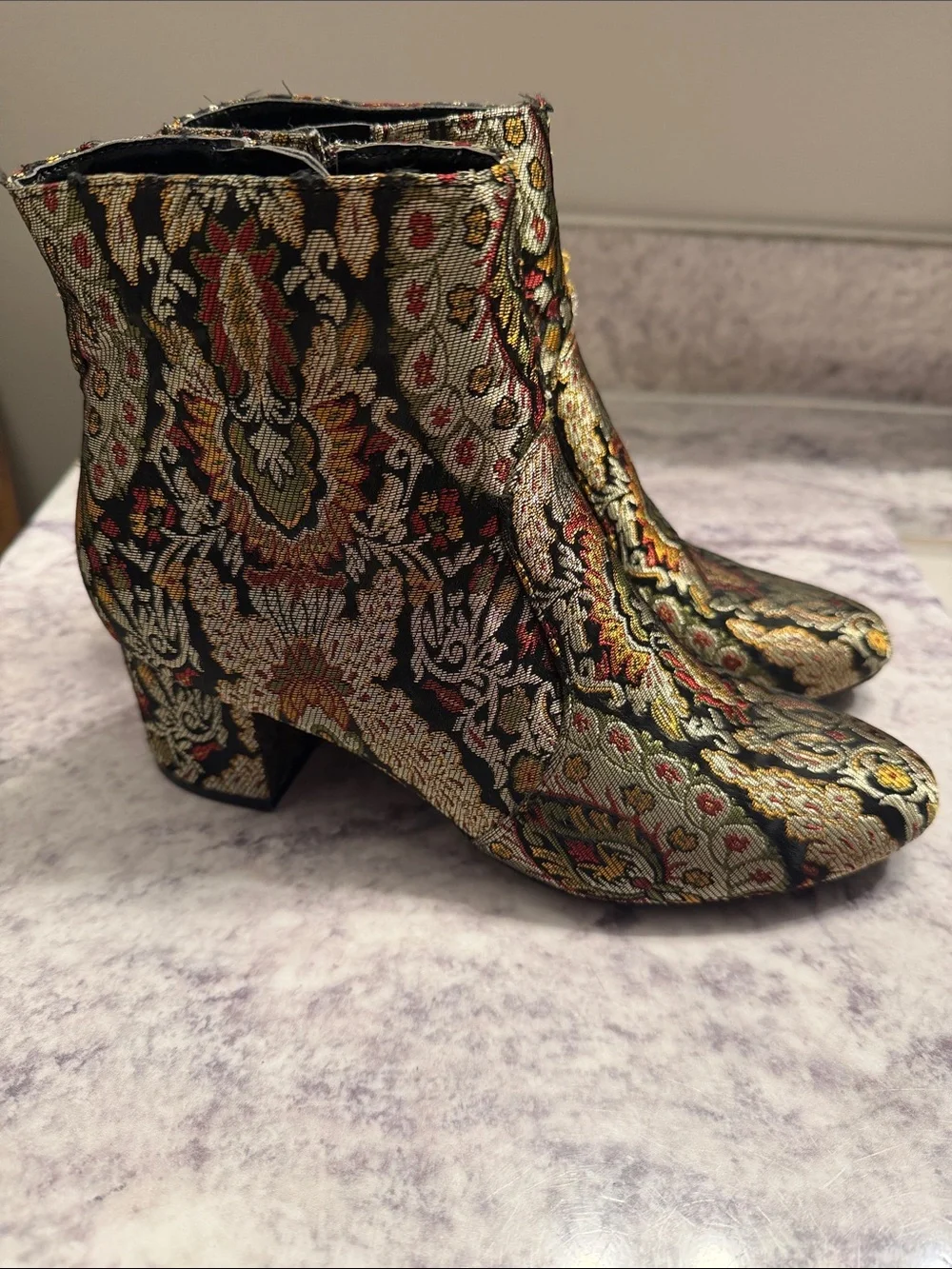 Unisa Multicolor Brocade Ankle Boots size 6
